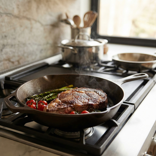 Cooking with cast iron cookware by Duro