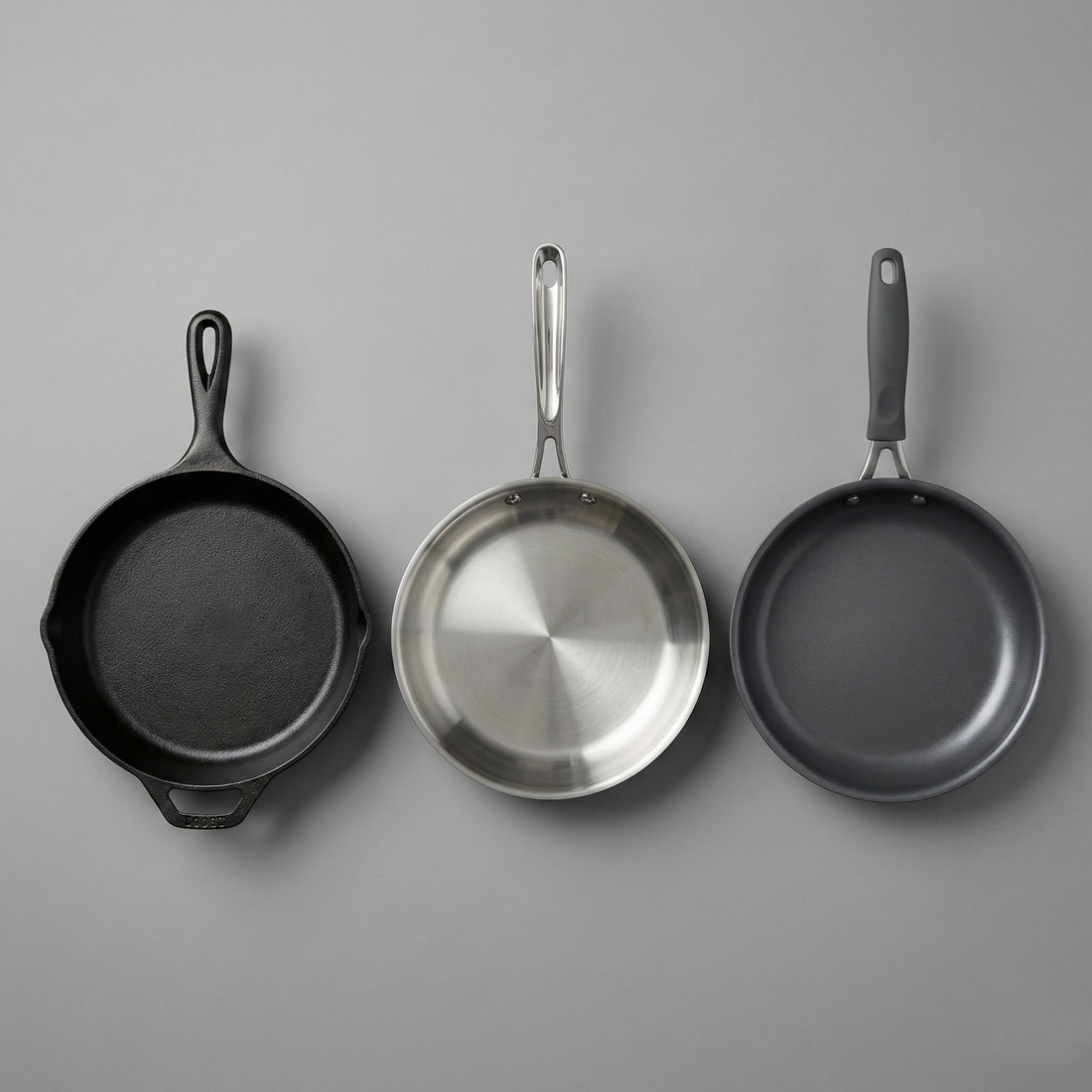 Cast iron pan compared to other cookware materials